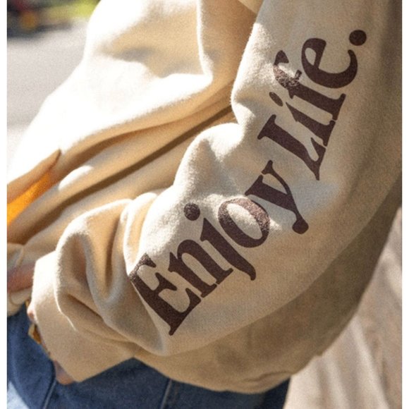 Free People Free & Easy Three Palms Heavy Fleece Hoodie in Natural Size XS - Picture 2 of 6